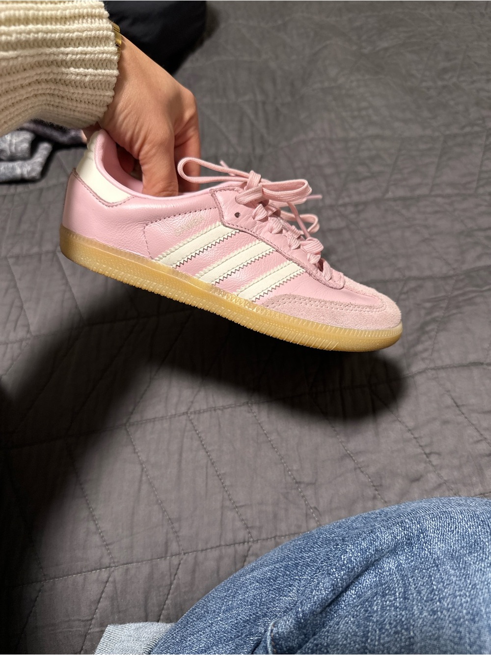 adidas Pink and Cream Low-Top Leather Sneaker